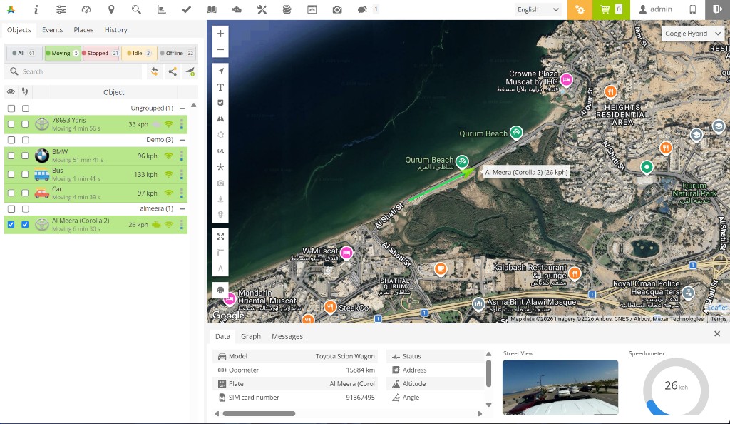 Trackking live map dashboard — objects, real-time tracking, and vehicle telemetry